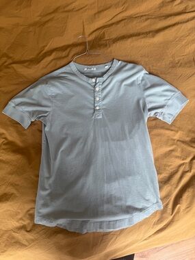 Buck Mason Light Green Short-Sleeve Henley Shirt - Size Small